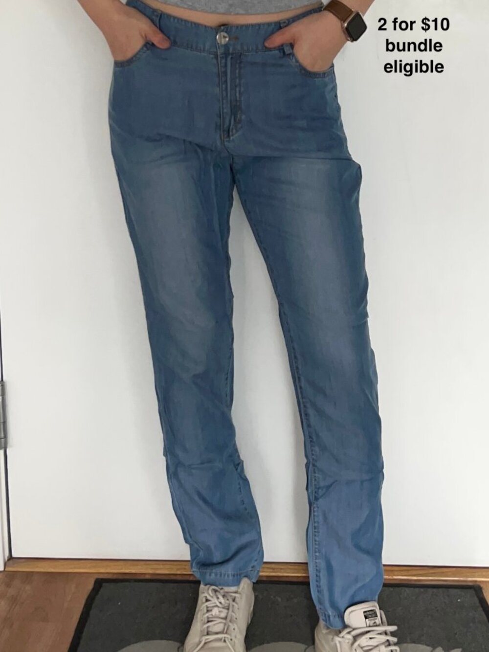 Light Wash Chambray Jeans Light Denim Straight Leg Mid Rise Relaxed Fit Y2K